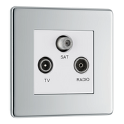 BG Electrical Flatplate Screwless Polished Chrome - Triple TV/FM/SAT triplex - screened