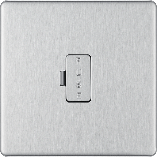 BG Electrical Flatplate Screwless Brushed Steel - Unswitched and fused