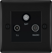 BG Electrical Nexus Metal Matt Black - Triple TV/FM/SAT triplex - screened