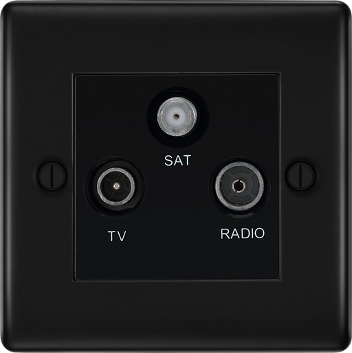 BG Electrical Nexus Metal Matt Black - Triple TV/FM/SAT triplex - screened