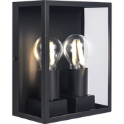 Luceco Azurar Coach Lantern - Exterior Decorative Wall Glass Lanten Twin IP44 E27 Lamp included Black