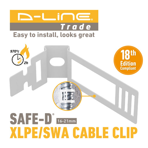 D-Line Fire Clip - Adjustable Cable Clip 16-21mm - White (Pack of 100)