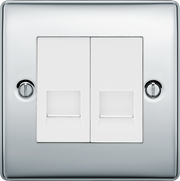 BG Electrical Nexus Metal Polished Chrome - Double, RJ11 telephone socket