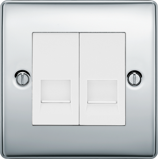 BG Electrical Nexus Metal Polished Chrome - Double, RJ11 telephone socket
