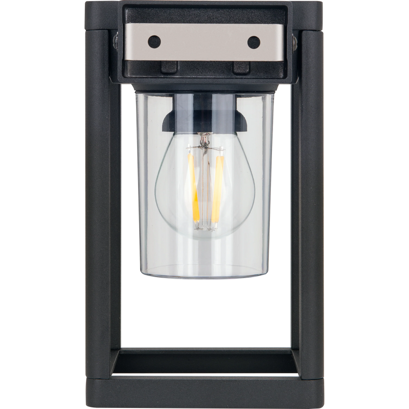 Luceco Azurar Coach Lantern - Filament Decorative Solar Wall Light with PIR Motion Sensor, Outdoor Lantern, Exterior Lighting, LED Bulb Included, Black, IP54, 2.7W, 220lm, 3000K