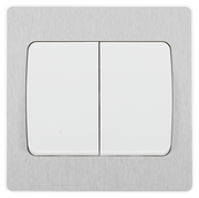 BG Electrical Evolve Brushed Steel - Double, 2 way switch, wide rocker