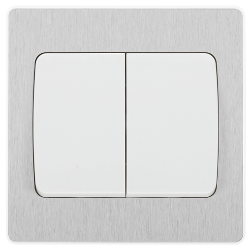 BG Electrical Evolve Brushed Steel - Double, 2 way switch, wide rocker