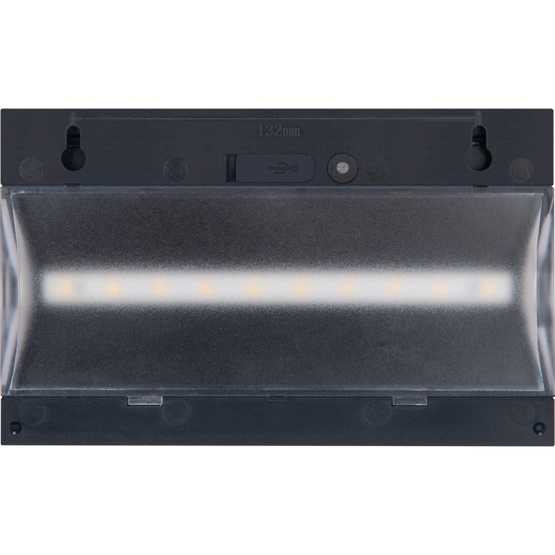 Luceco Prysm Wall Light - Prysm Decorative Outdoor Solar Wall Light with PIR Motion Sensor and USB Charging Port, LED Exterior Lighting, Black, IP54, 6W, 600lm, 4000K