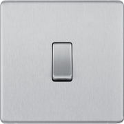 BG Electrical Flatplate Screwless Brushed Steel - Single, 2 way switch