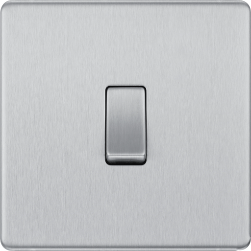 BG Electrical Flatplate Screwless Brushed Steel - Single, 2 way switch