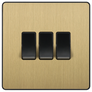 BG Electrical Evolve Satin Brass - Triple, 2 way switch