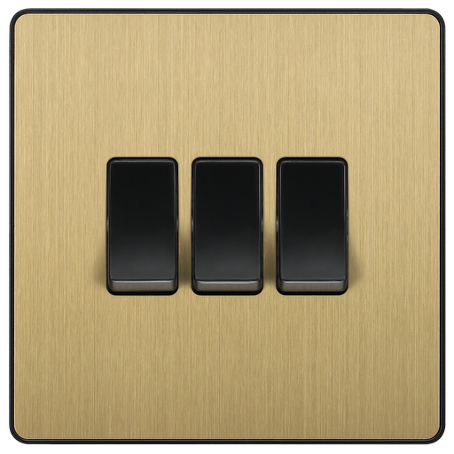 BG Electrical Evolve Satin Brass - Triple, 2 way switch