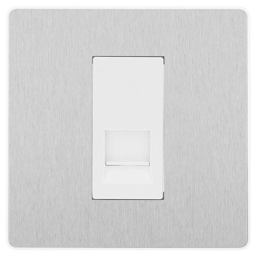 BG Electrical Evolve Brushed Steel - Single, telephone socket, secondary