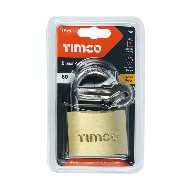TIMCO Brass Padlock — Blister Pack