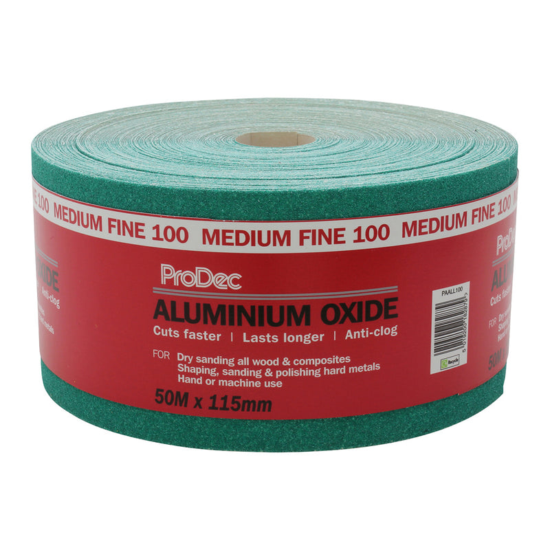ProDec Green Aluminium Oxide 50m Roll 100 Grit Medium-Fine Grade