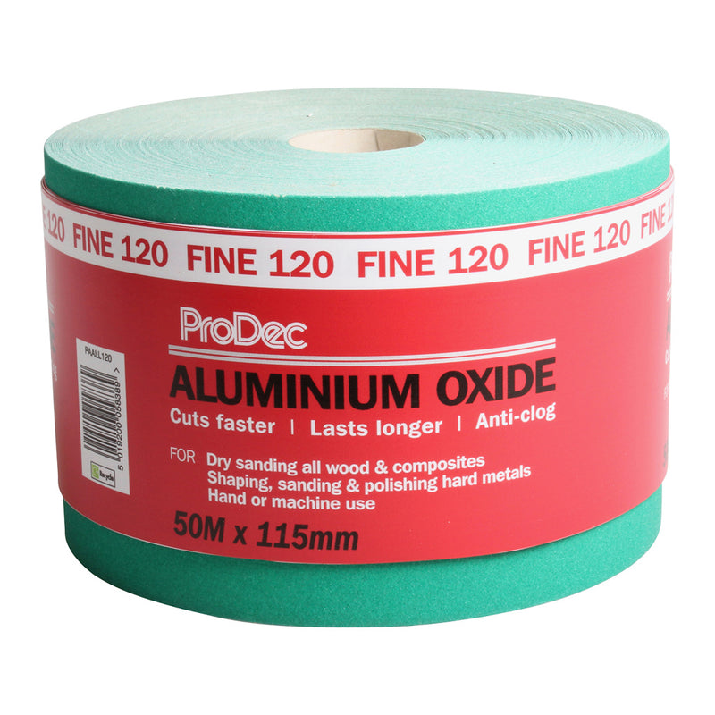 ProDec Green Aluminium Oxide 50m Roll 120 Grit Fine Grade