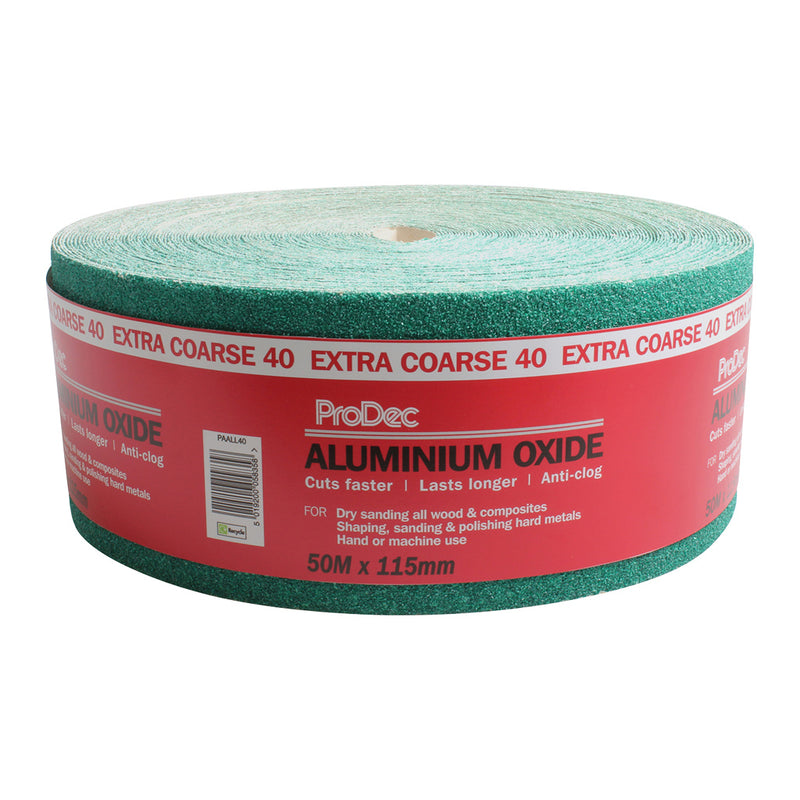 ProDec Green Aluminium Oxide 50m Roll 40 Grit Extra Coarse Grade