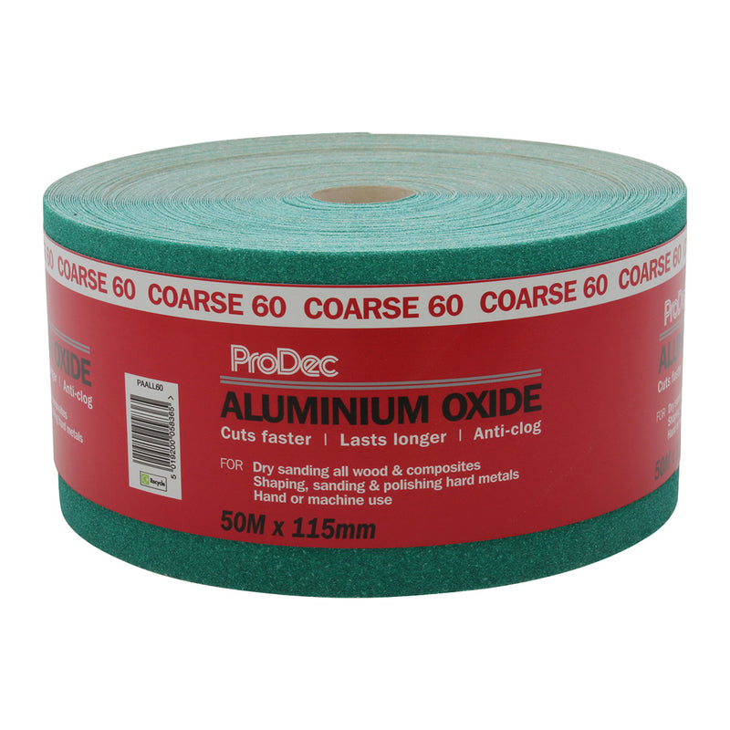 ProDec Green Aluminium Oxide 50m Roll 60 Grit Coarse Grade