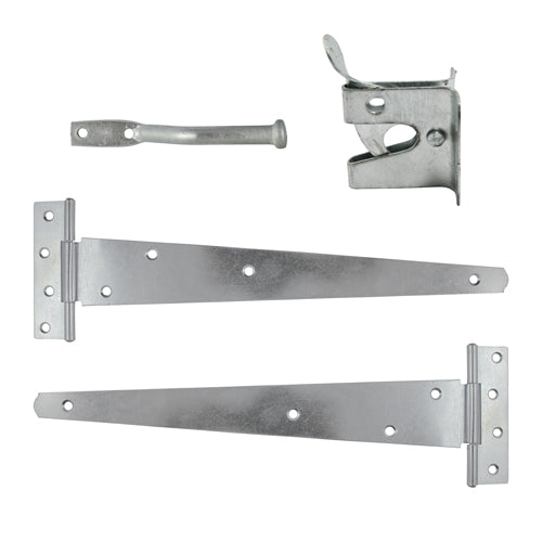 TIMCO Pedestrian Gate Kit Medium Tee Hinges & Automatic Latch Black - 14"