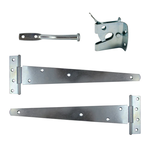 TIMCO Pedestrian Gate Kit Medium Tee Hinges & Automatic Latch Black - 14"