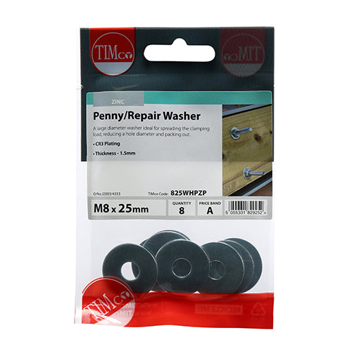 TIMCO Penny / Repair Washers DIN9054 Silver — Trade Pack