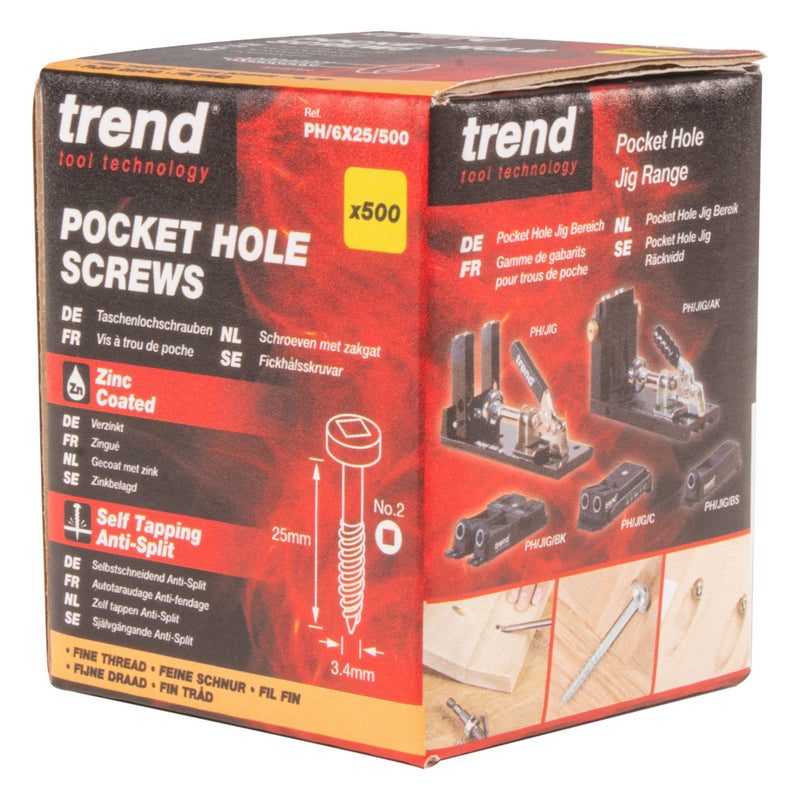 PH/6X25/500 - Pocket Hole Screw Fine Thread No.6 X 25mm