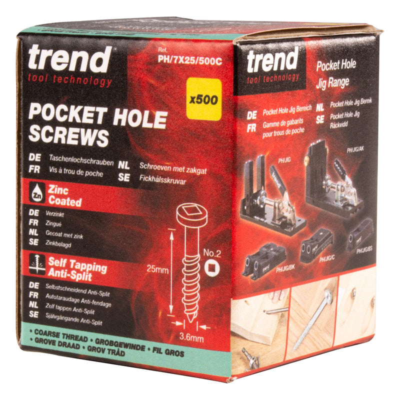 PH/7X25/500C - Pocket Hole Screw Coarse Thread No7x25mm