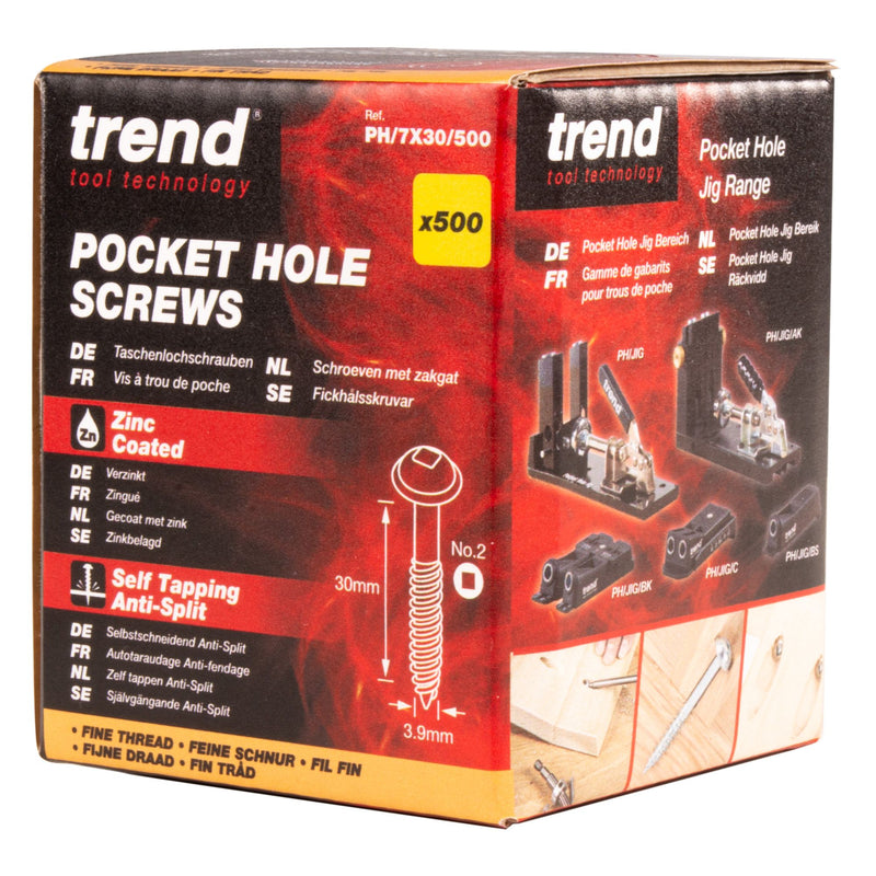 PH/7X30/500 - Pocket Hole Screw Fine Thread No.7x30mm