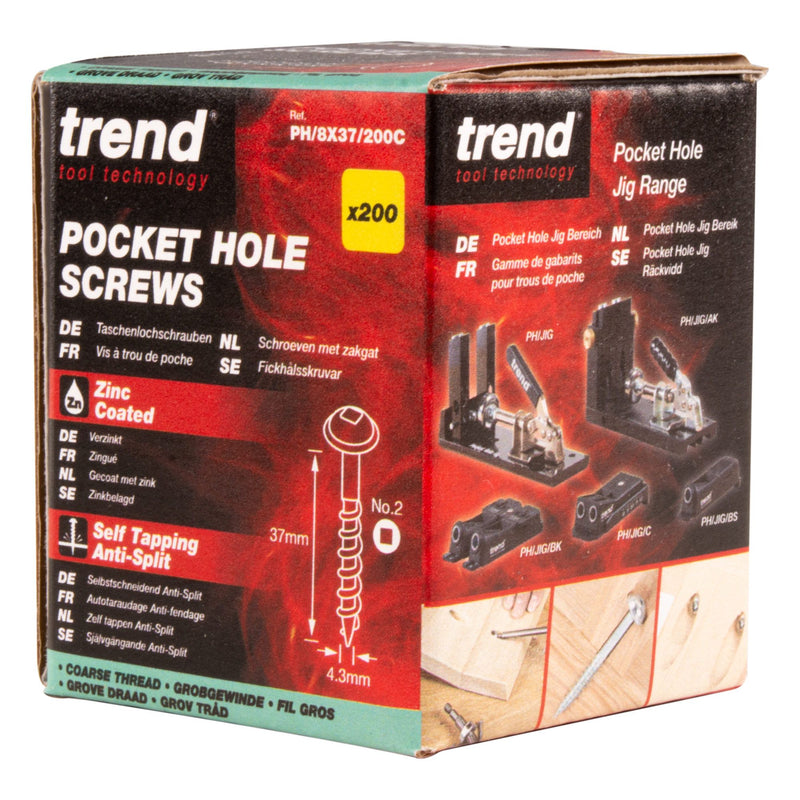 PH/8X37/200C - Pocket Hole Screw Coarse Thread No.8x37mm