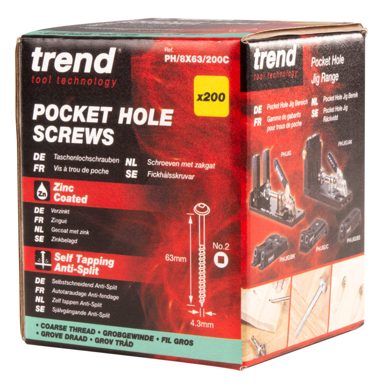 PH/8X63/200C - Pocket Hole Screw Coarse Thread No.8x63mm