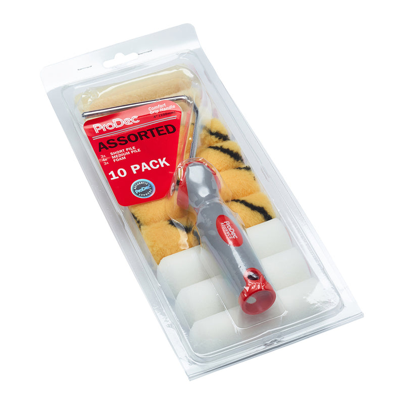 ProDec 11pc Assorted 4" Mini Rollers & Frame