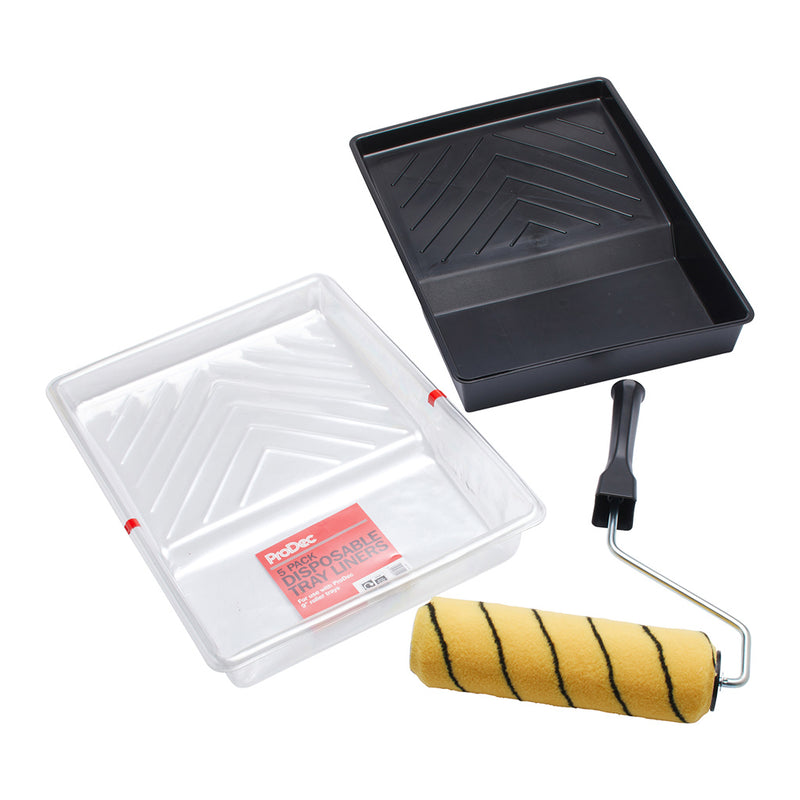 ProDec 9" x 1.75" Medium Pile Tiger Roller Set + 5 Tray Liners