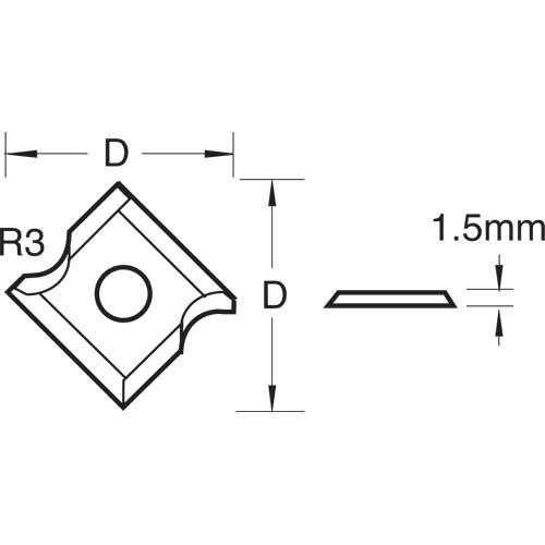 RB/N - Rota-Tip blade 12x12xR3mm 1 off