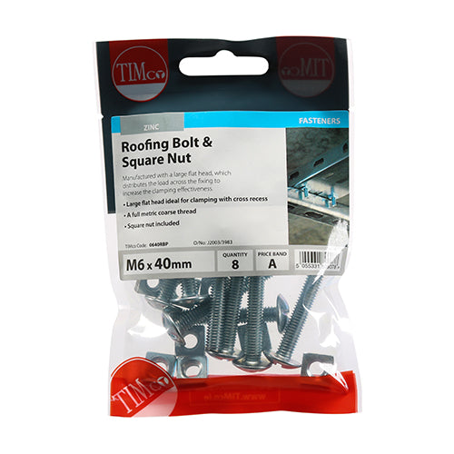 TIMCO Roofing Bolts & Square Nuts Silver — Trade Pack