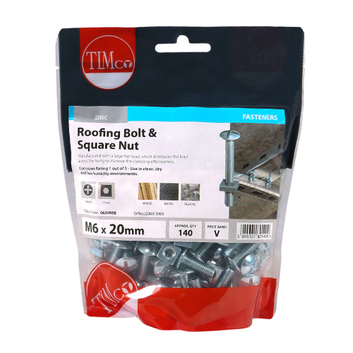 TIMCO Roofing Bolts & Square Nuts Silver — Bag