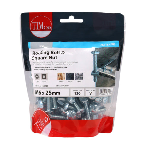 TIMCO Roofing Bolts & Square Nuts Silver — Bag