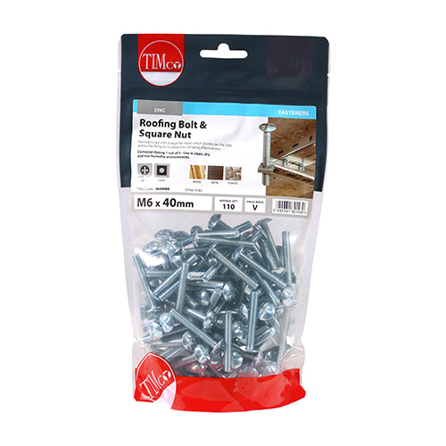 TIMCO Roofing Bolts & Square Nuts Silver — Bag