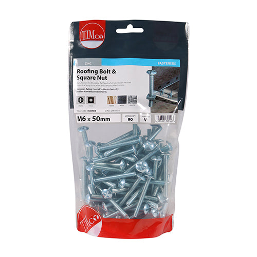 TIMCO Roofing Bolts & Square Nuts Silver — Bag