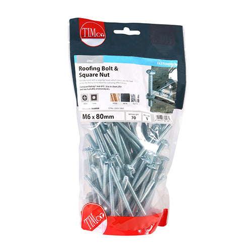 TIMCO Roofing Bolts & Square Nuts Silver — Bag
