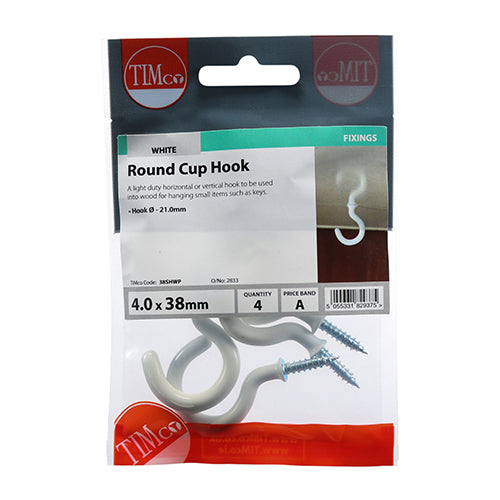 TIMCO Cup Hooks Round Electro Brass - 19mm