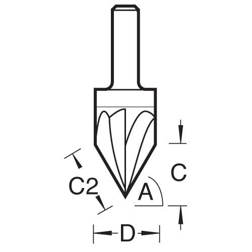 C043CX1/4TC - Triple flute engraver angle =60 degrees