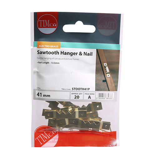 TIMCO Mixed Sawtooth Hangers and Nails Electro Brass