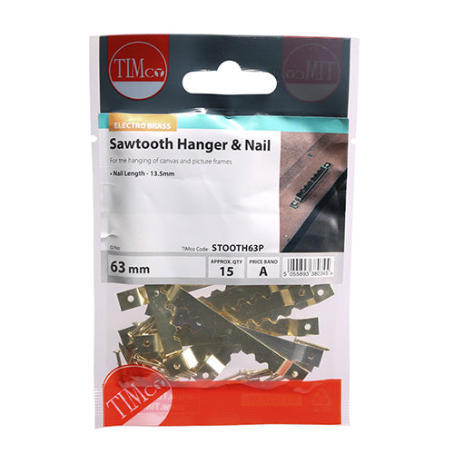 TIMCO Mixed Sawtooth Hangers and Nails Electro Brass