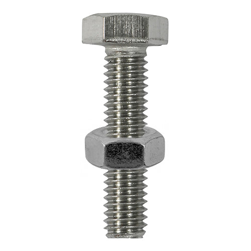TIMCO Set Screws DIN933 Hex & Nut DIN934 Silver A2 Stainless Steel