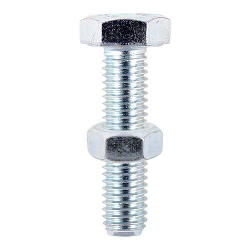 TIMCO Set Screws DIN933 Grade 8.8 & Hex Nut DIN934 Silver — Bag