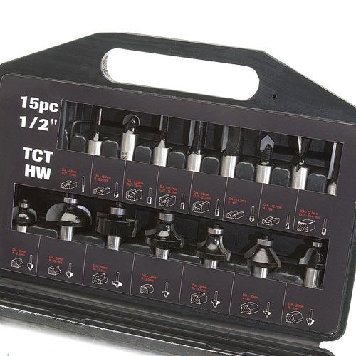 SET/SS9X12MMTC - Trend 15 piece 12mm shank TCT Router Cutter Set - ideal starter / entry level set for heavy 12mm collet routers