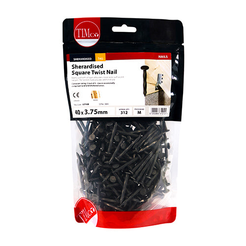 TIMCO Square Twist Nails Sherardised — 1kg Bag
