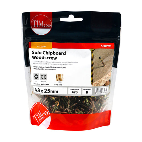 TIMCO Solo Countersunk Gold Woodscrews — Bag