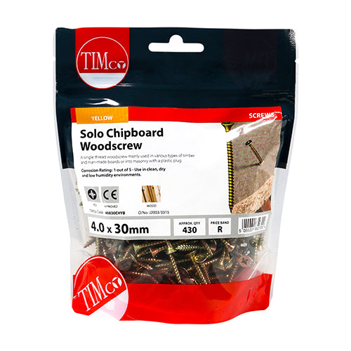 TIMCO Solo Countersunk Gold Woodscrews — Bag