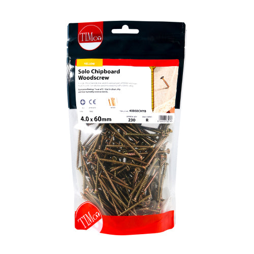 TIMCO Solo Countersunk Gold Woodscrews — Bag